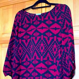 Everly Red Black 3/4 sleeve blouse
